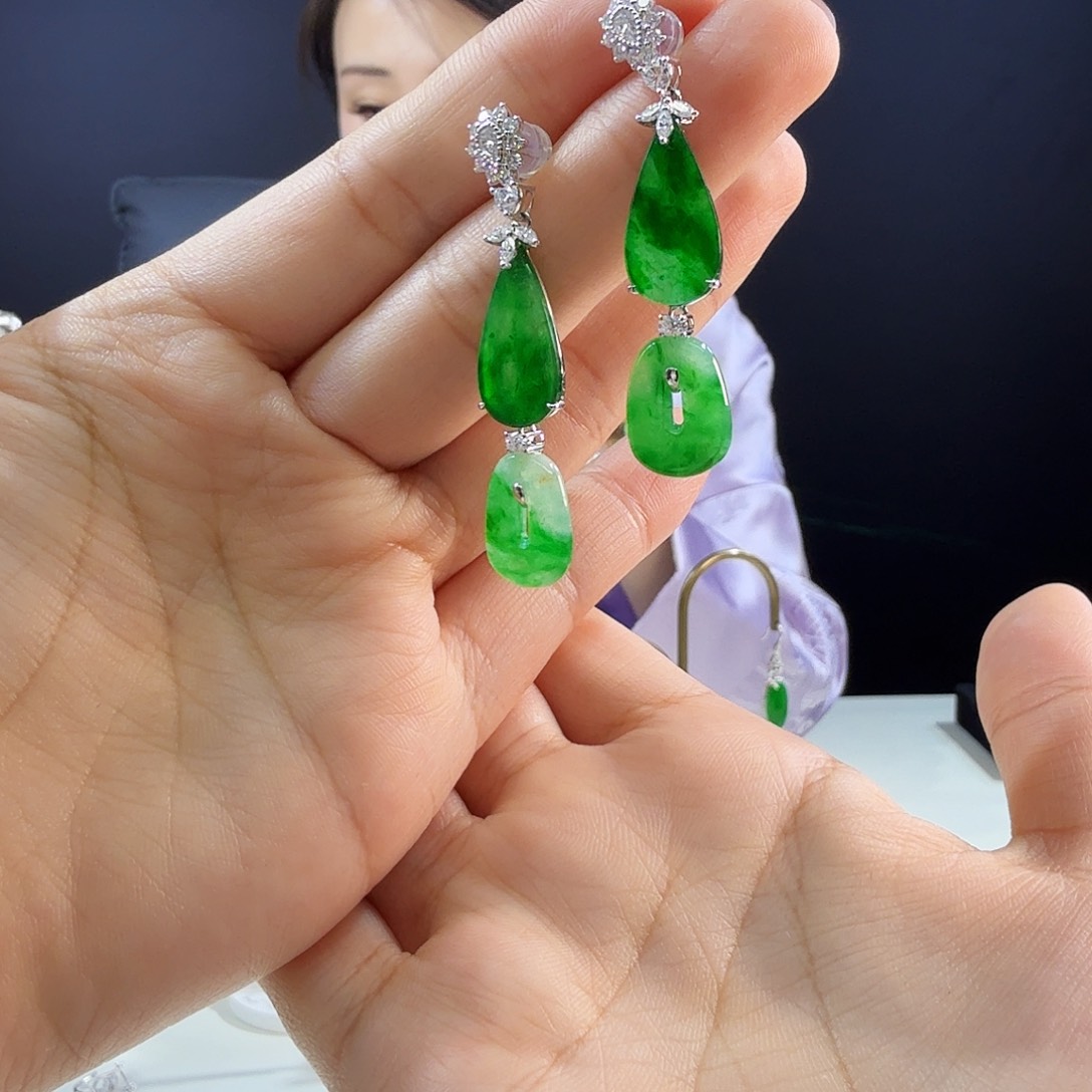 翡翠耳饰18K金镶嵌18k镶嵌