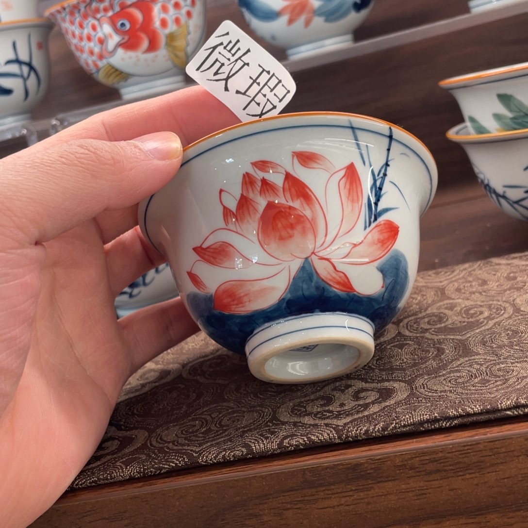 釉下手绘茶具微瑕