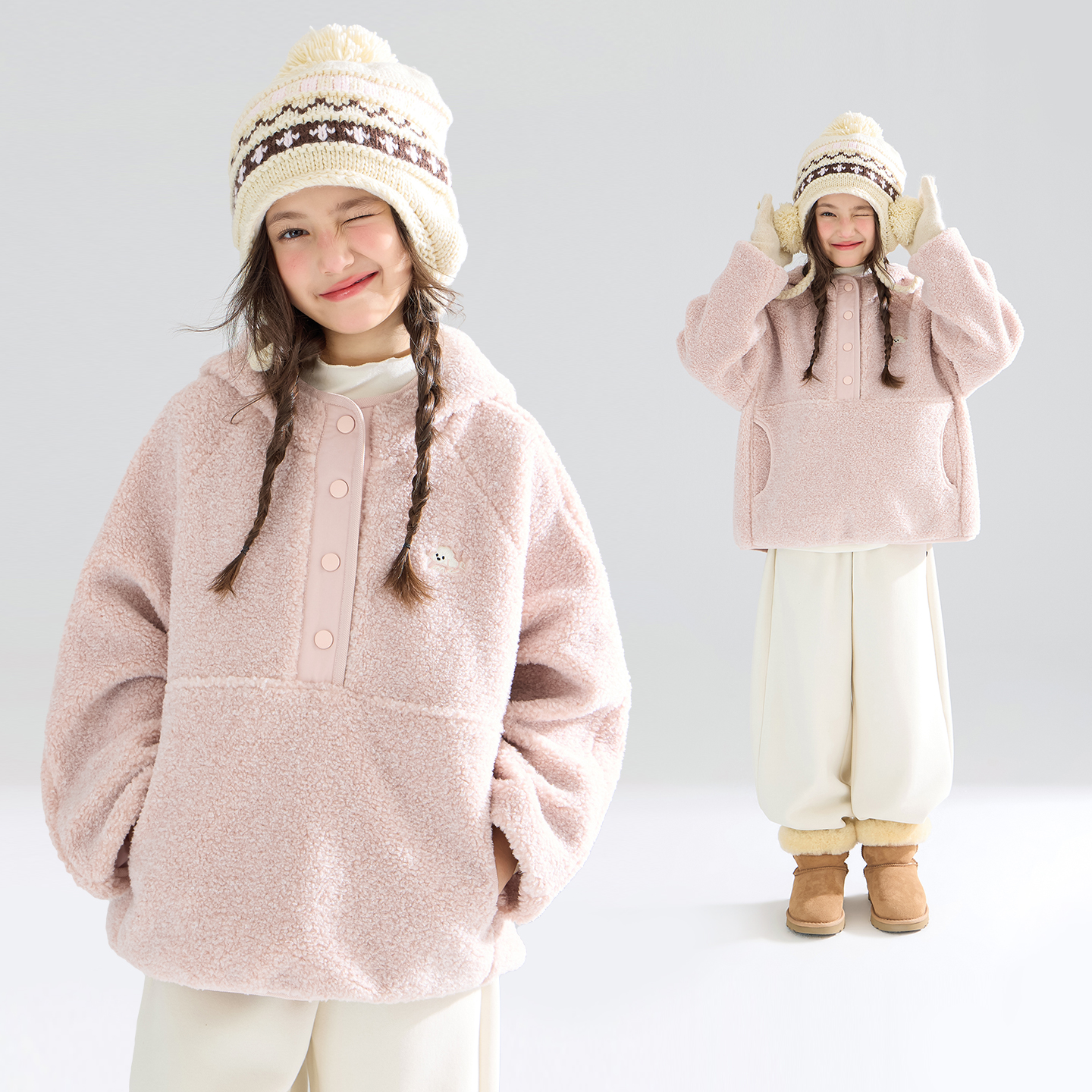 MUCMUKN小狗绣花毛绒卫衣软糯毛绒休闲外套女童冬M54XH5556