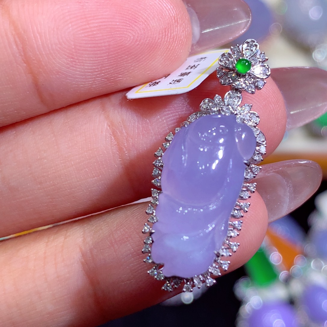 翡翠18K金镶嵌吊坠(不含链)