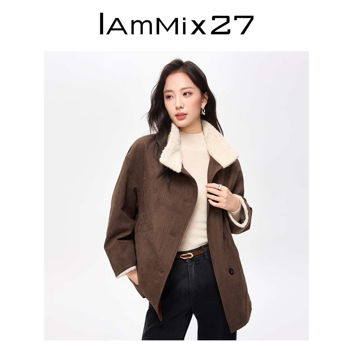 Iammix27冬季加绒宽松复古休闲加厚保暖百搭外套Z5D4013