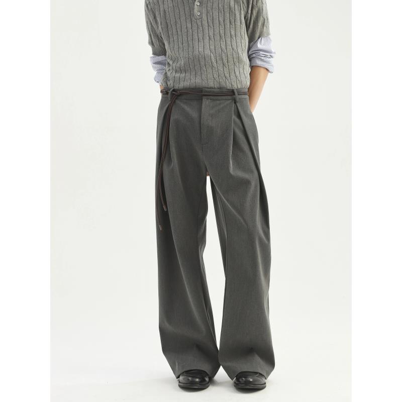 HR73 立体工字褶A字廓形弯刀TR西裤通勤休闲裤