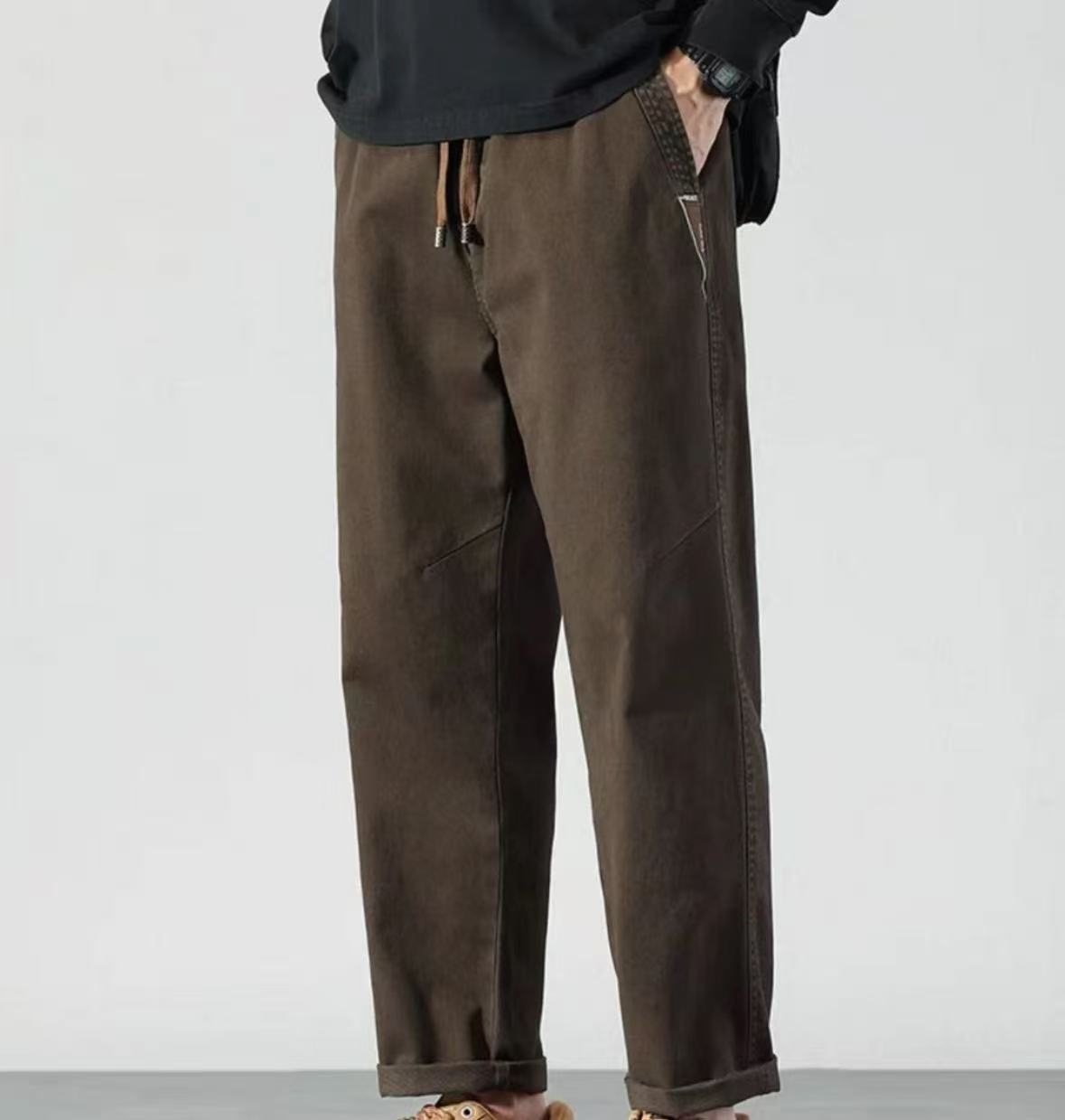 休闲裤牛仔裤工装抽绳休闲裤长裤纯色秋冬冬季