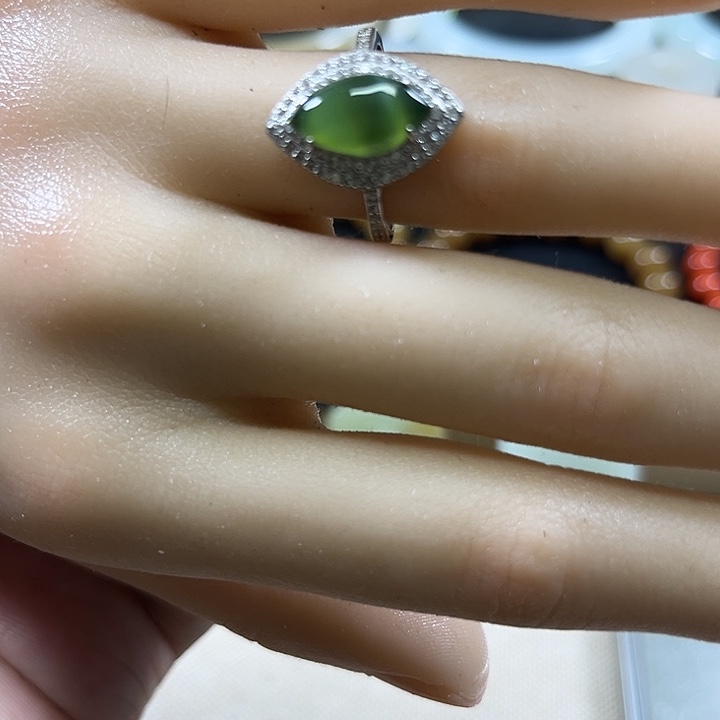 颈饰银S925镶嵌和田玉（碧玉）