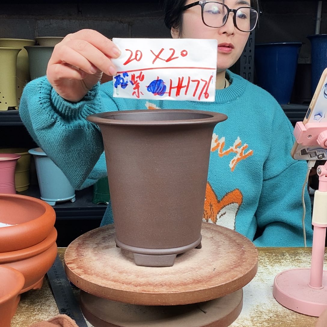 紫砂一只花盆货号HH776