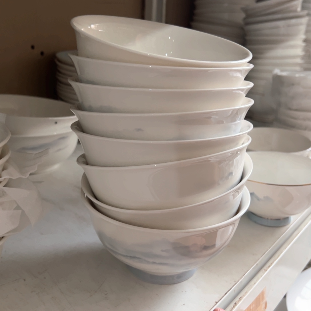 瓷意境山水面碗4个