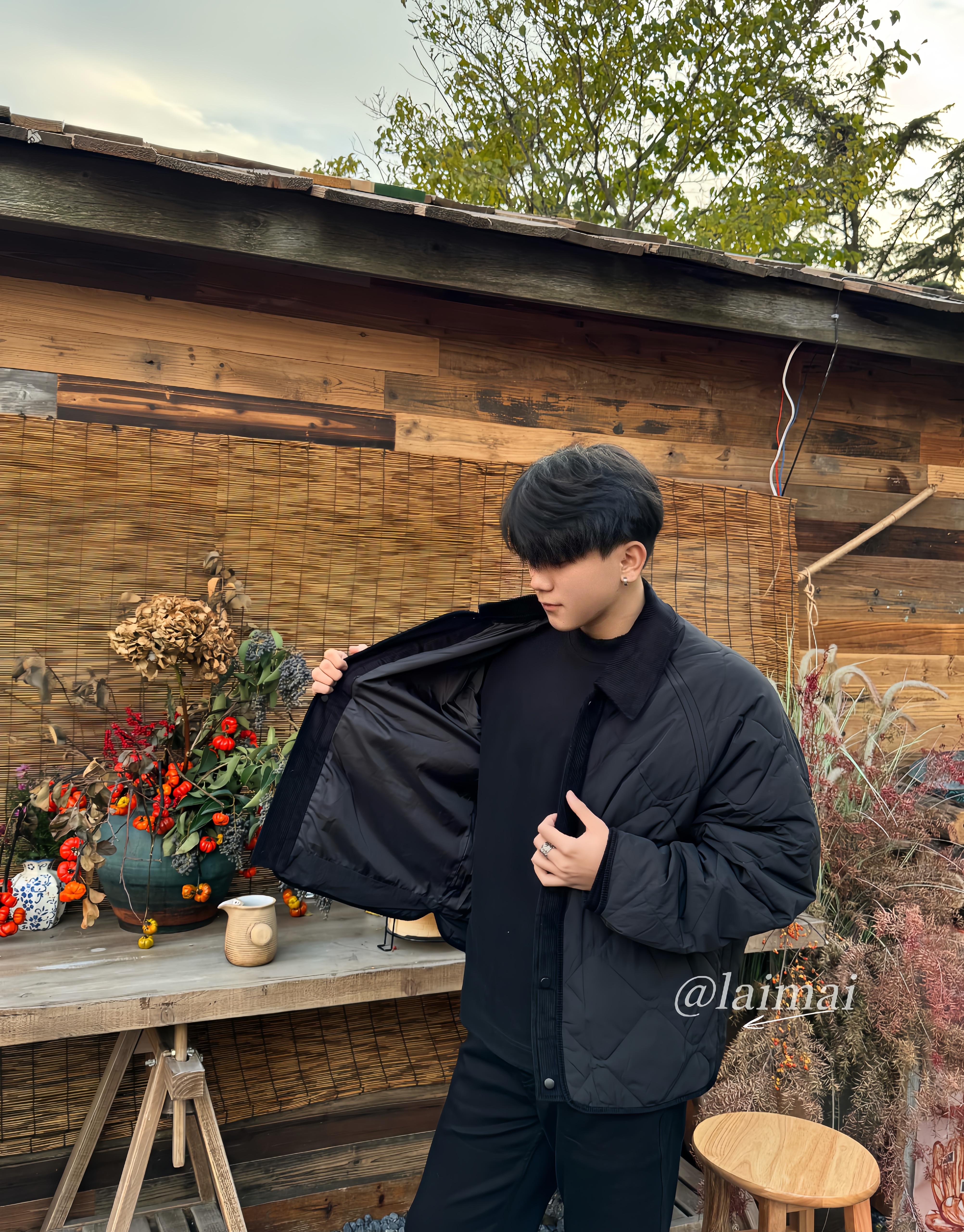 LaiMaI.Form冬季羽绒服菱形格灯芯绒拼接可拆卸领休闲轻奢男外套