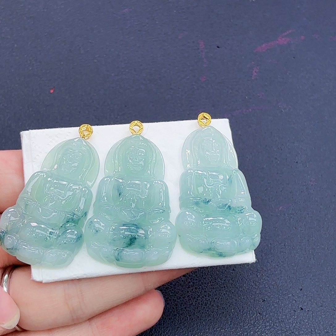 翡翠18K金镶嵌颈饰精品•观音（多样性发其一）