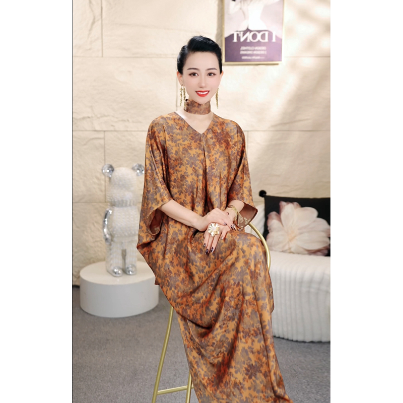 【莉姐专属】梵高的波斯橘 极简风时尚宽松连衣裙-qun-10