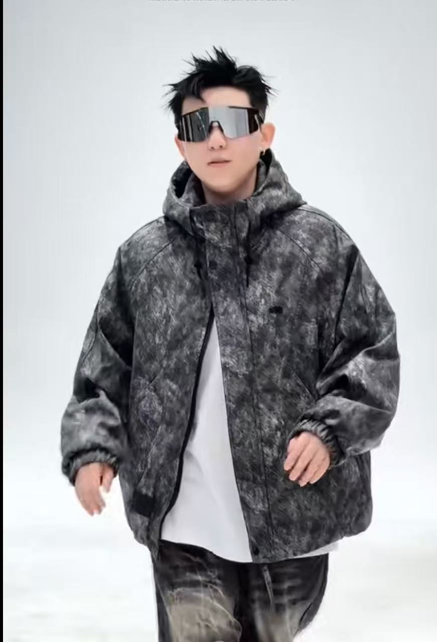 保暖连帽印花男迷彩常规款秋冬棉服冬季时尚