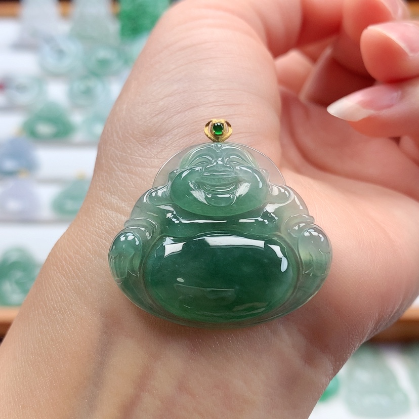 【闪购商品】翡翠吊坠(赠链)18K金镶嵌