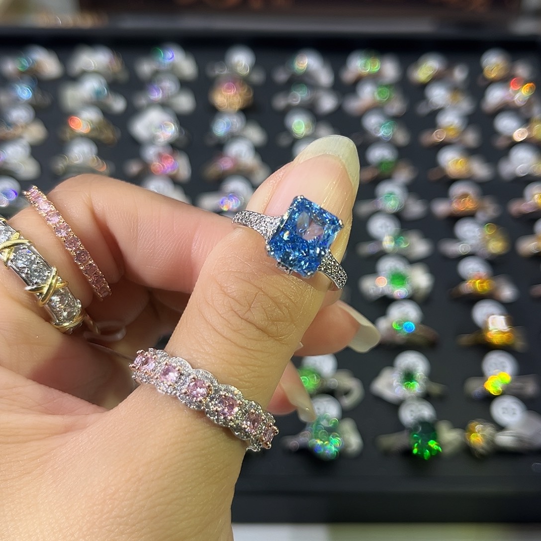 莫桑石非金属SH豪镶蓝长方冰花三卡-12