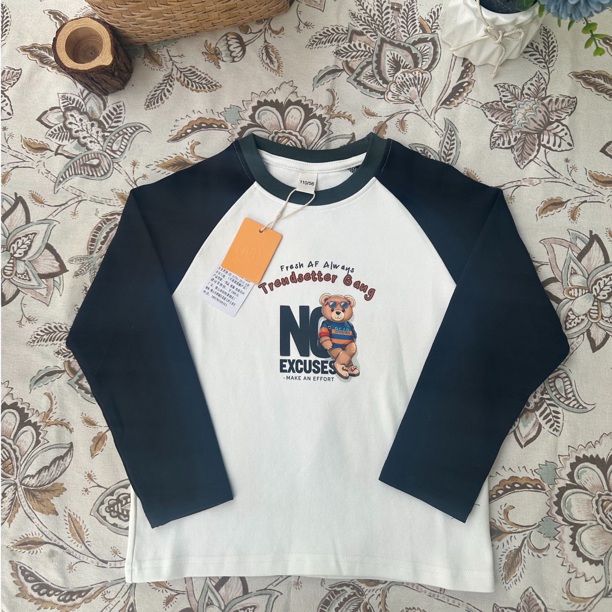 （压仓处理，默认瑕疵）春秋木佑果男女中大童重磅棉长袖打底衣