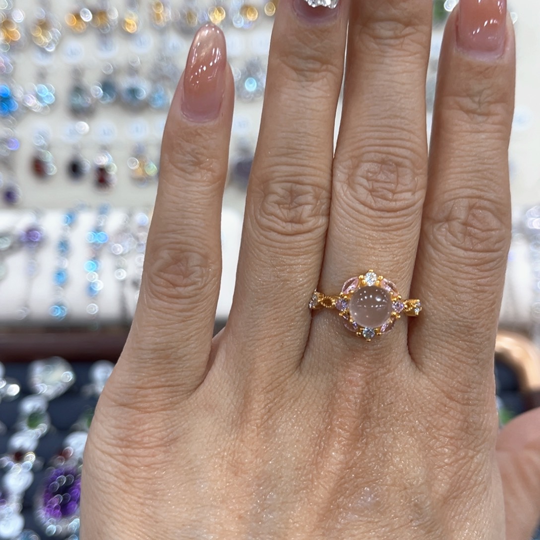 烟晶戒指银S925镶嵌