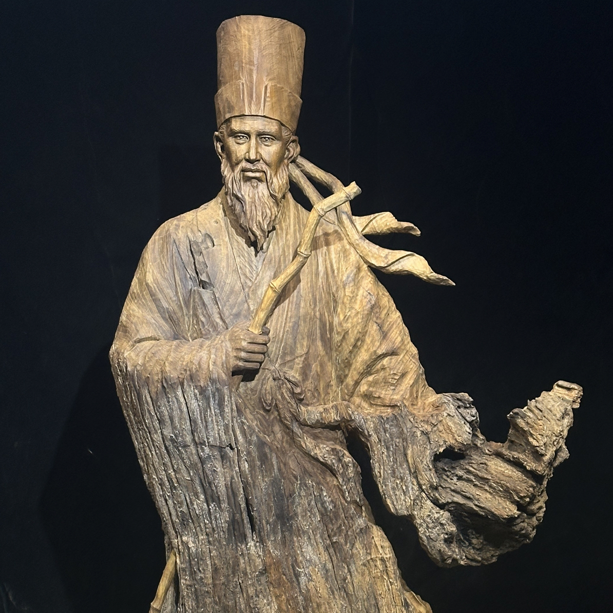 苏轼苏东坡楠木材质手工雕刻根雕雕塑落地摆件