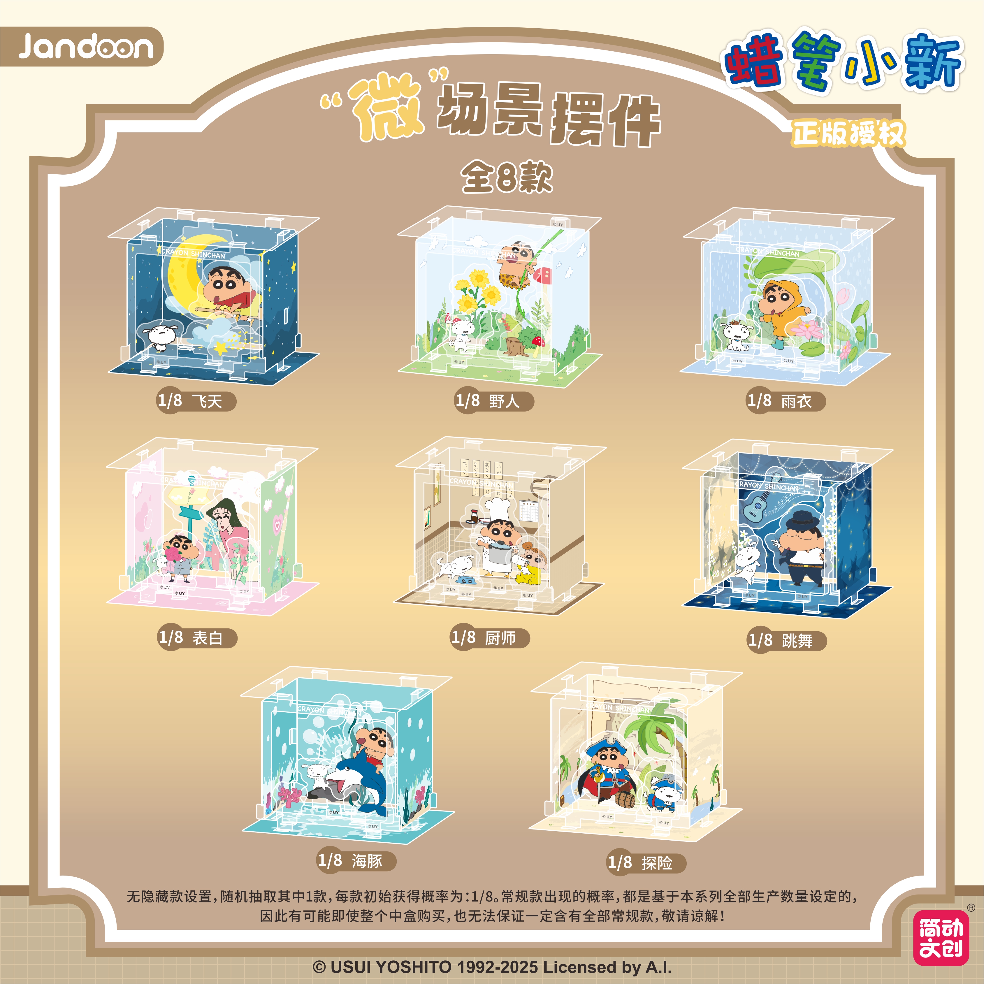 蜡笔小新橱窗款微场景摆件正版盲盒公仔