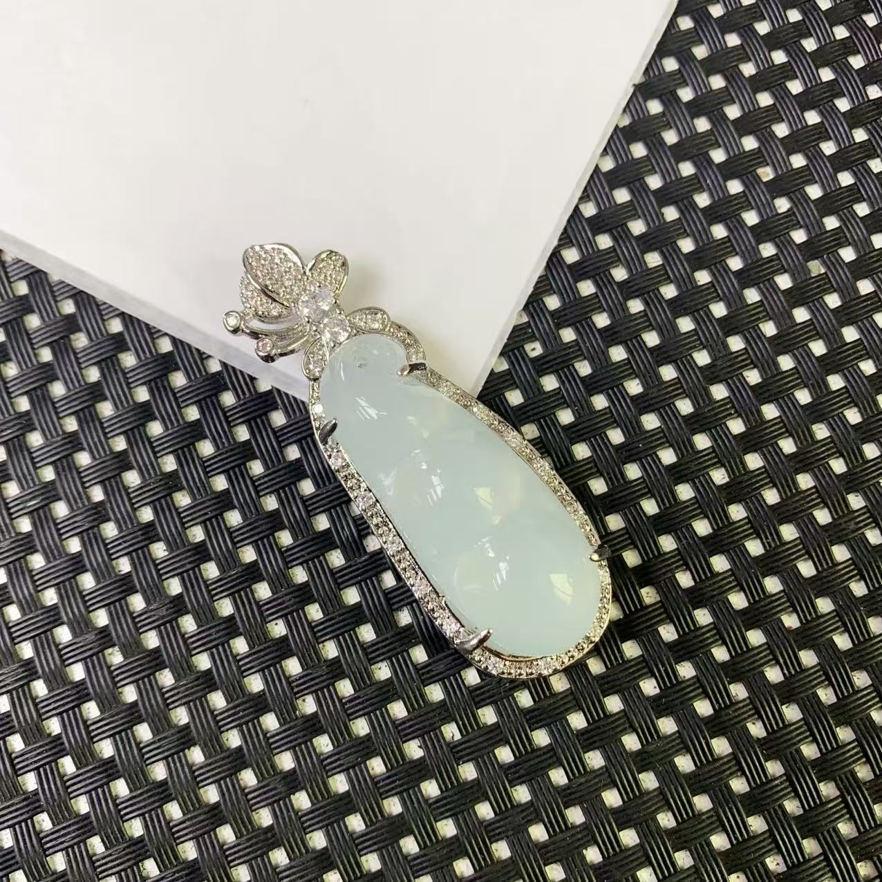 [石矿]A1084晴蓝大四季豆吊坠