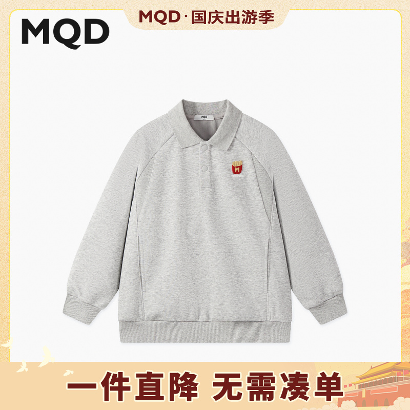 MQD男童25秋新款街潮学院风简约卡通上衣半开襟卫衣跑步9653W0629