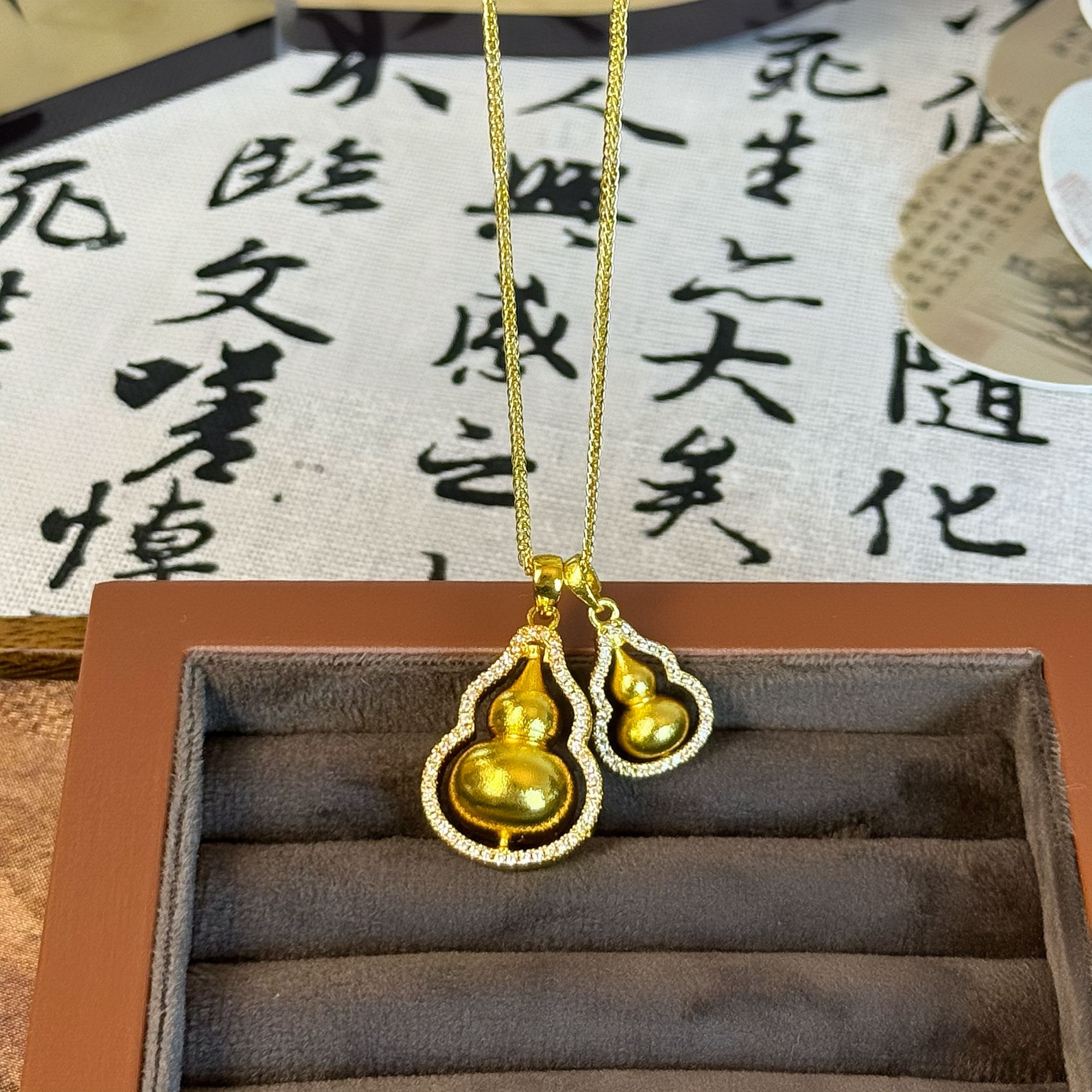 合金吊坠 合金古法葫芦吊坠新中式经典福禄双全精致项链首饰