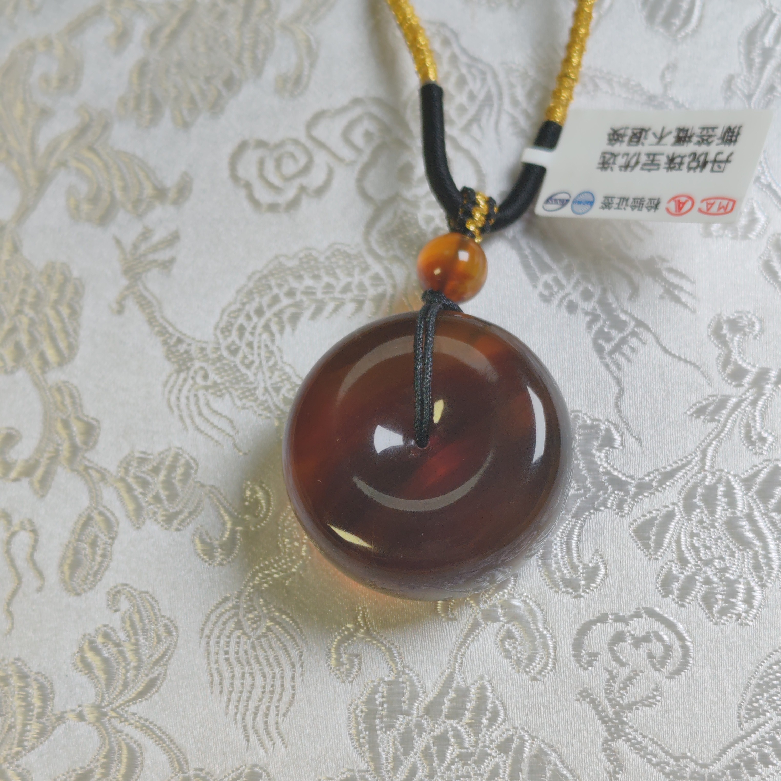 棕红珀简约平安扣