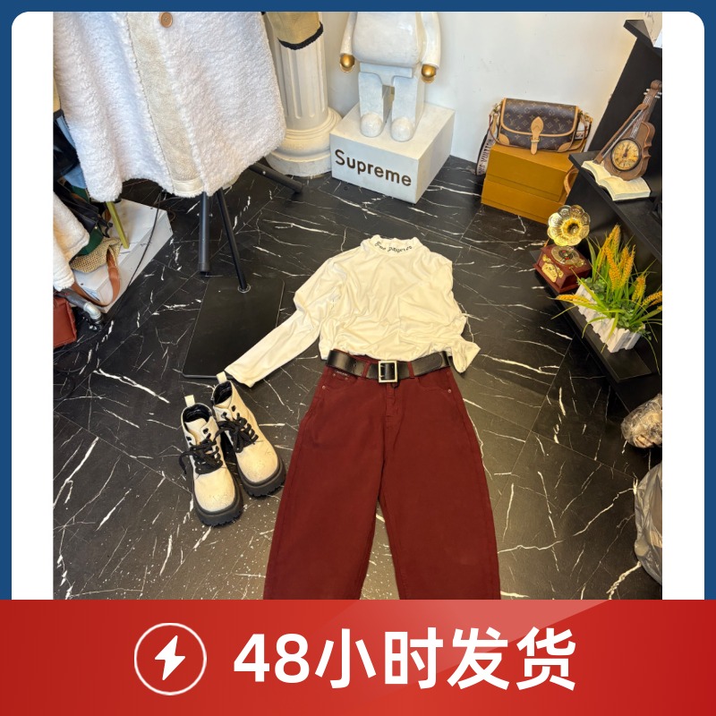 D25120901【送重工腰带秋冬】哈伦女加厚高腰弹力萝卜老爹裤子加绒