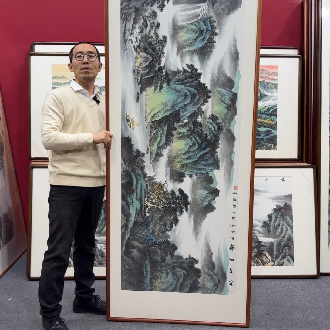 国画带框绘画210/80尺寸