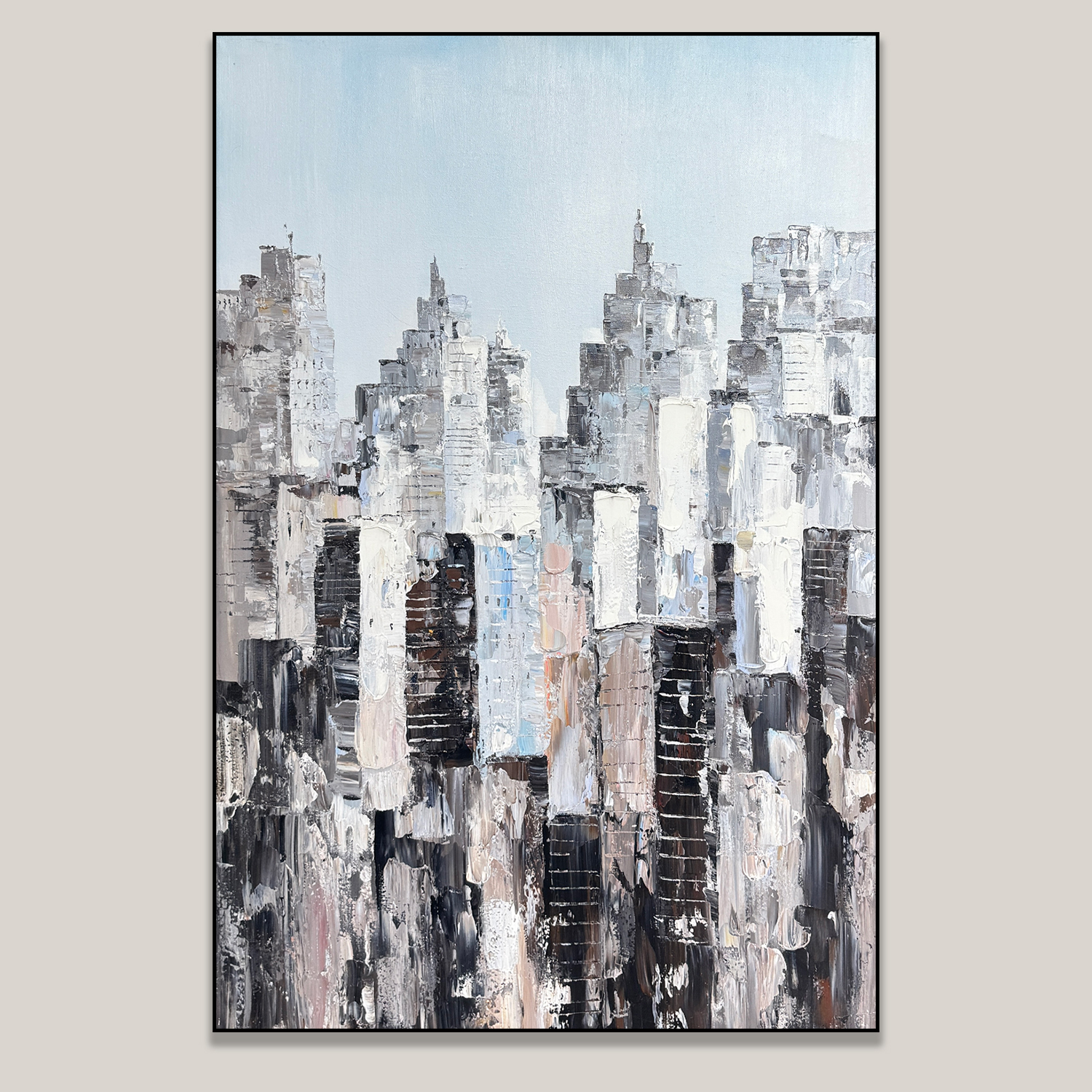 《城市幻想》原创纯手绘抽象写生轻奢客厅玄关走廊过道油画