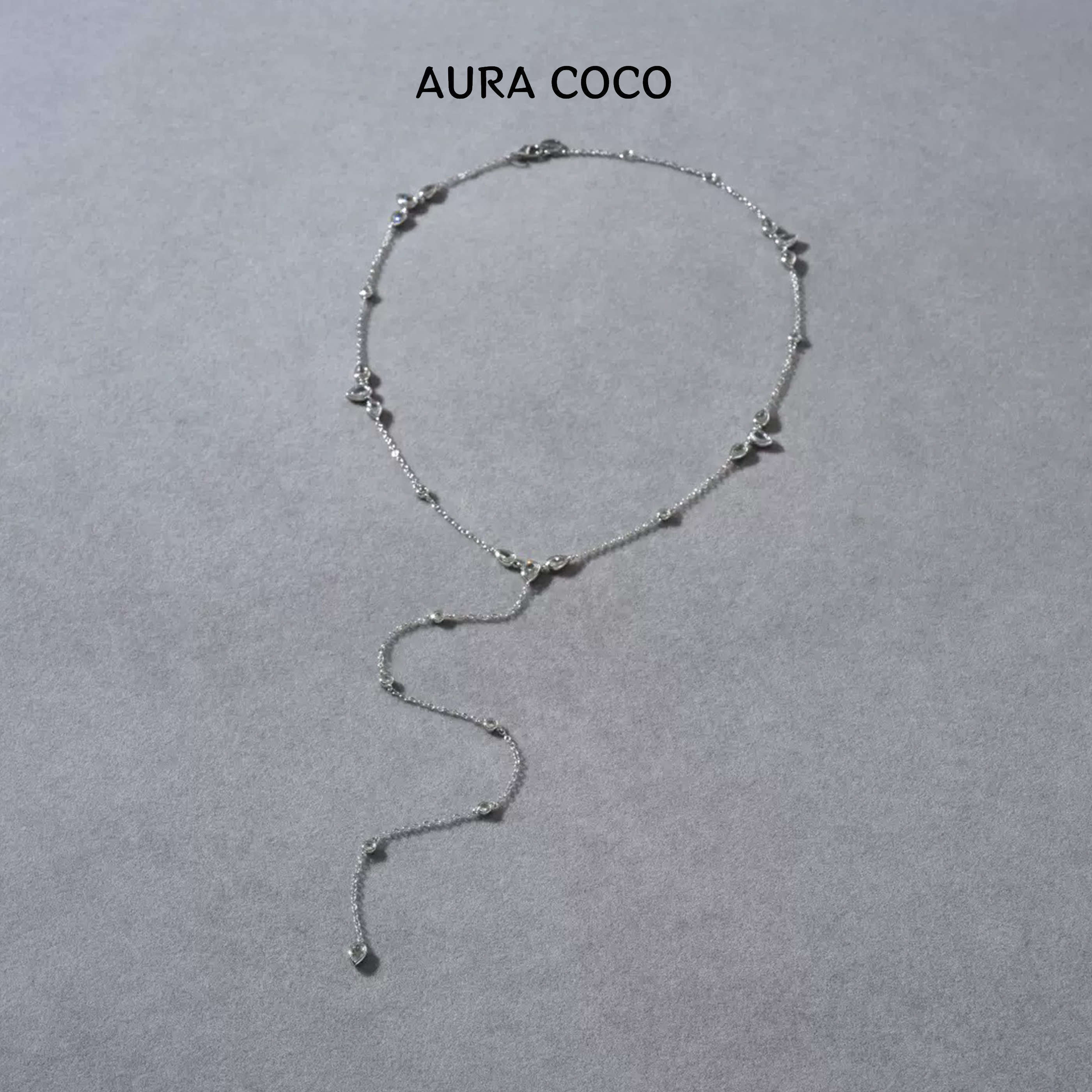  COCO高定 镀K金 Y型流苏水滴项链锁骨链轻奢项链B9008