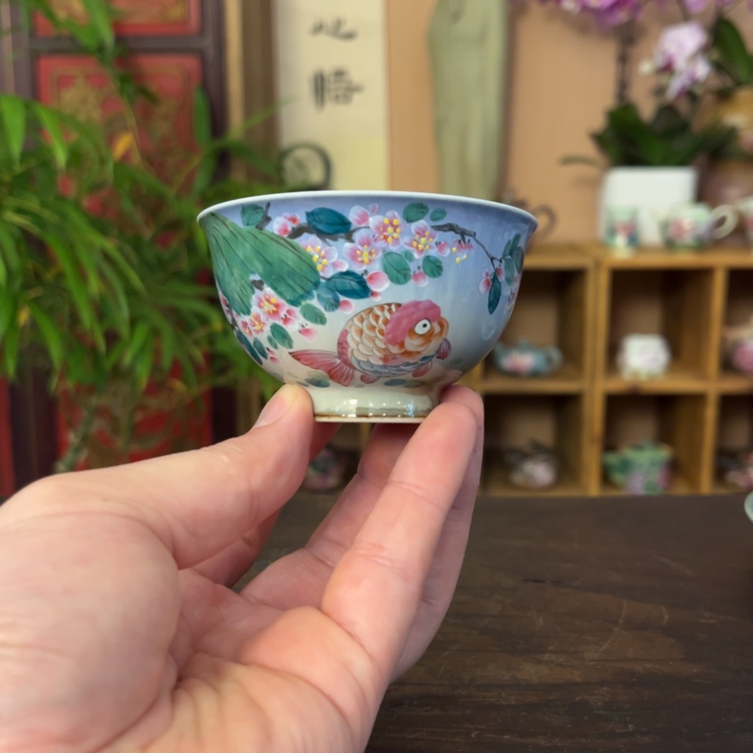 清***风柴烧纯手工手绘陶瓷