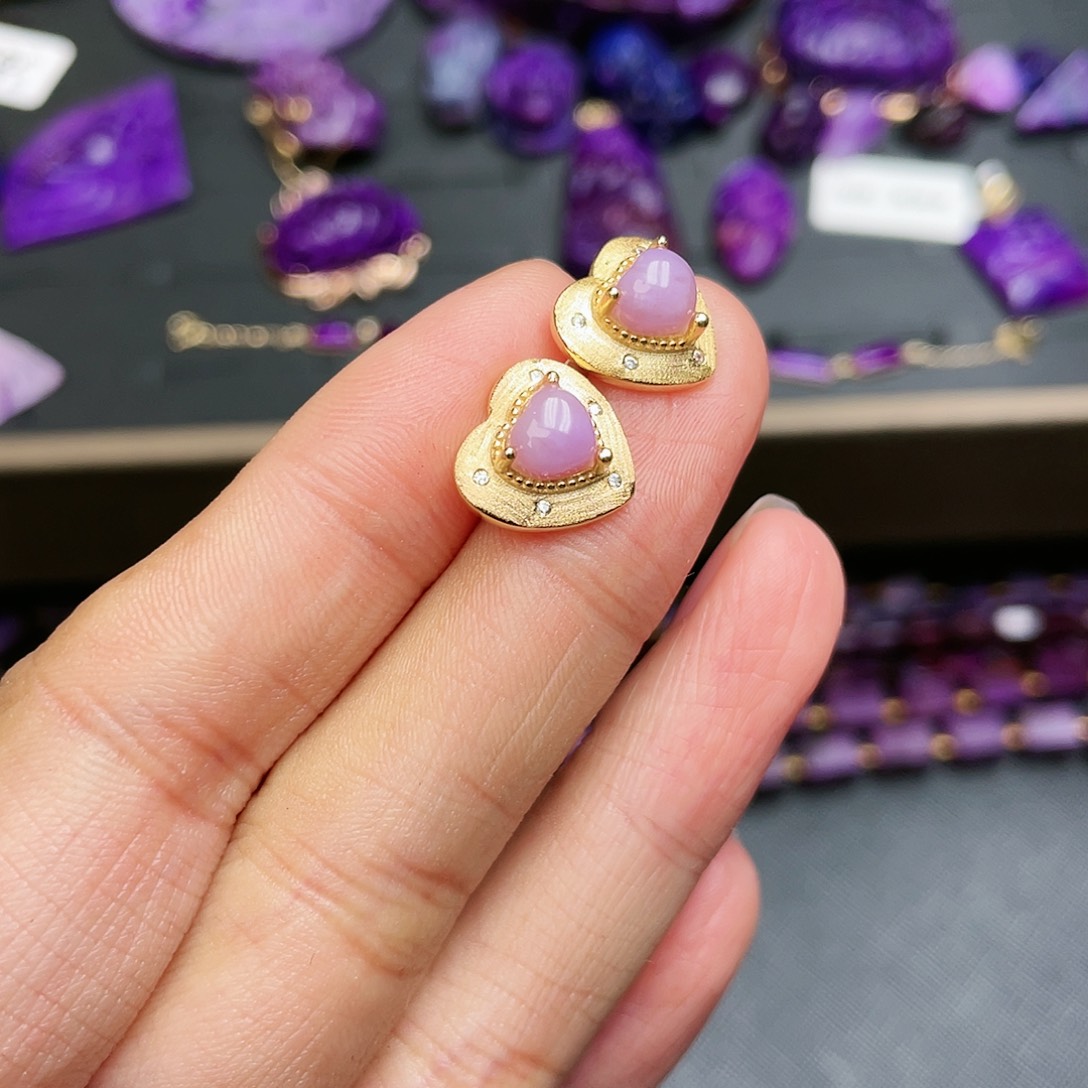 苏纪石（舒俱来）耳钉银S925镶嵌