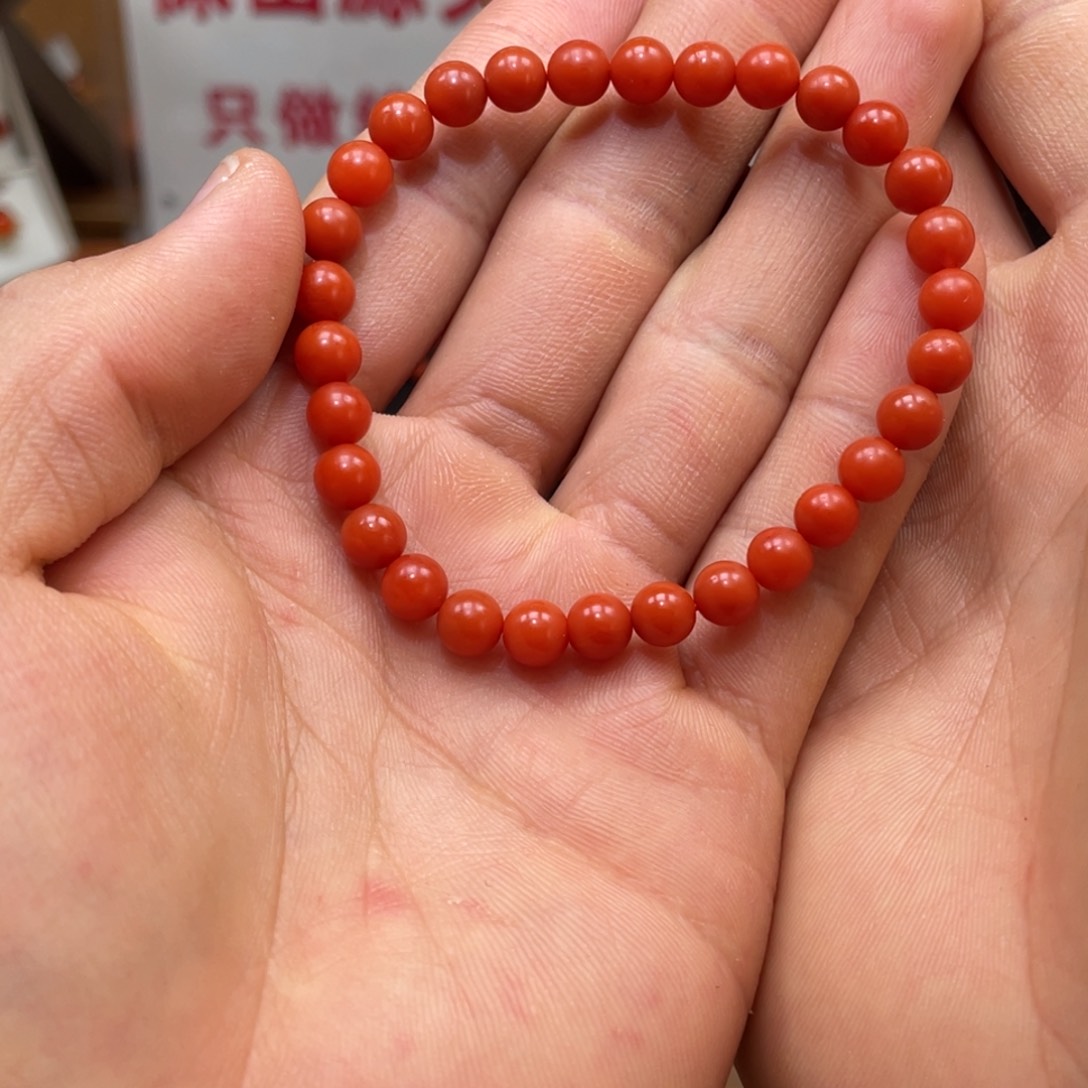 南红玛瑙阿东寨老南红单圈6mm未镶嵌