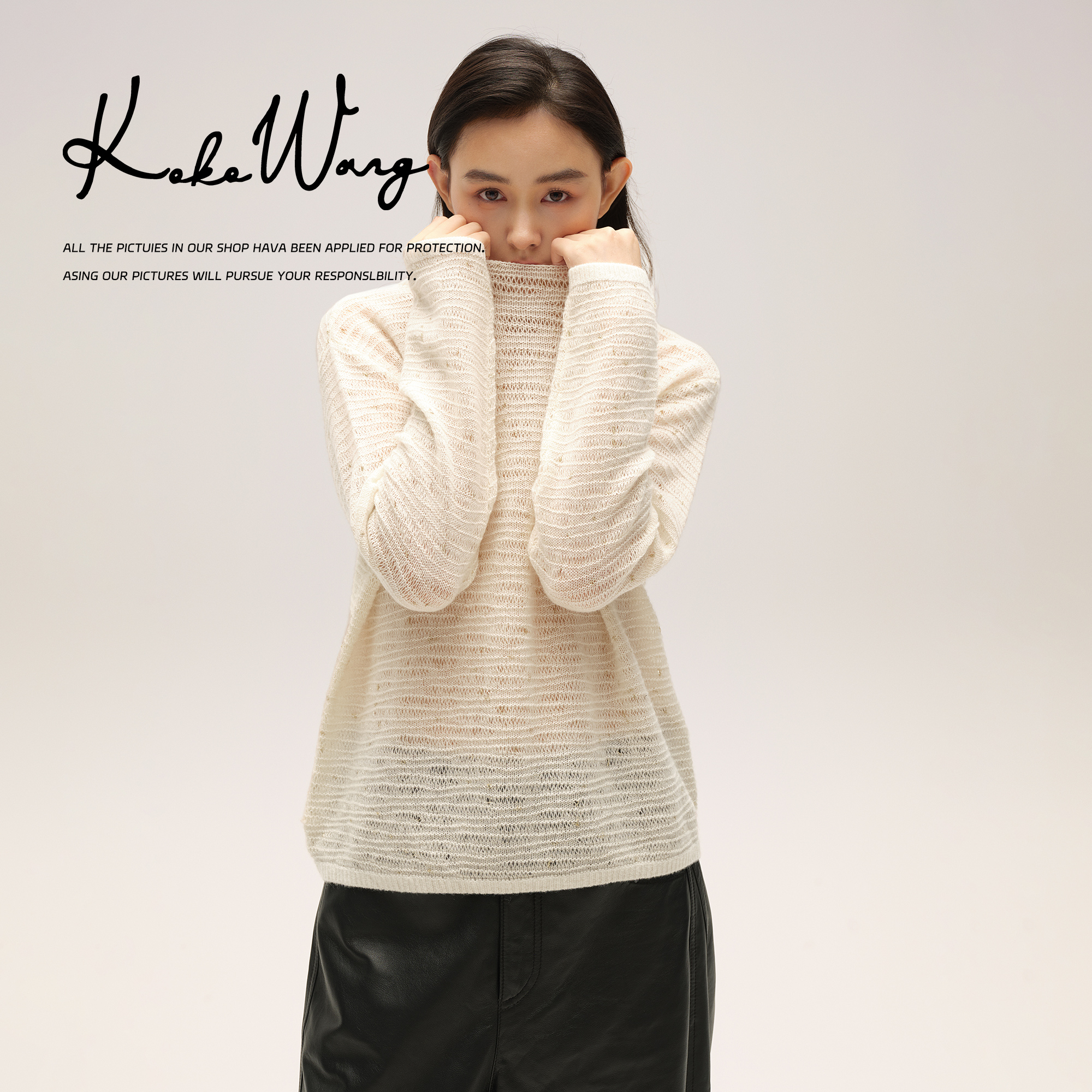 KOKO WANG 【白月光】新款轻奢高级时尚套头羊绒针织衫 N6695G10Z15