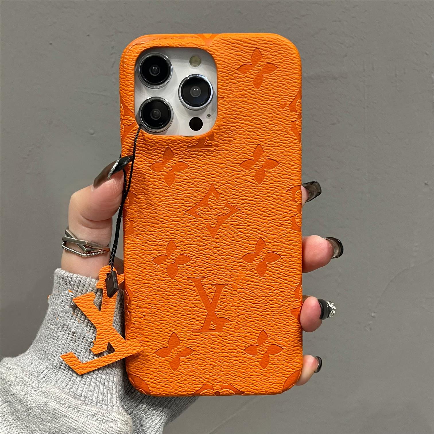 适用苹果16promax手机壳橘色个性iPhone15网红14小众13半包12软11