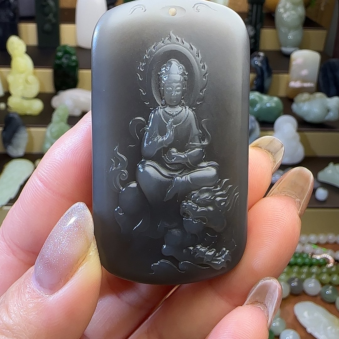 和田玉未镶嵌颈饰送子观音