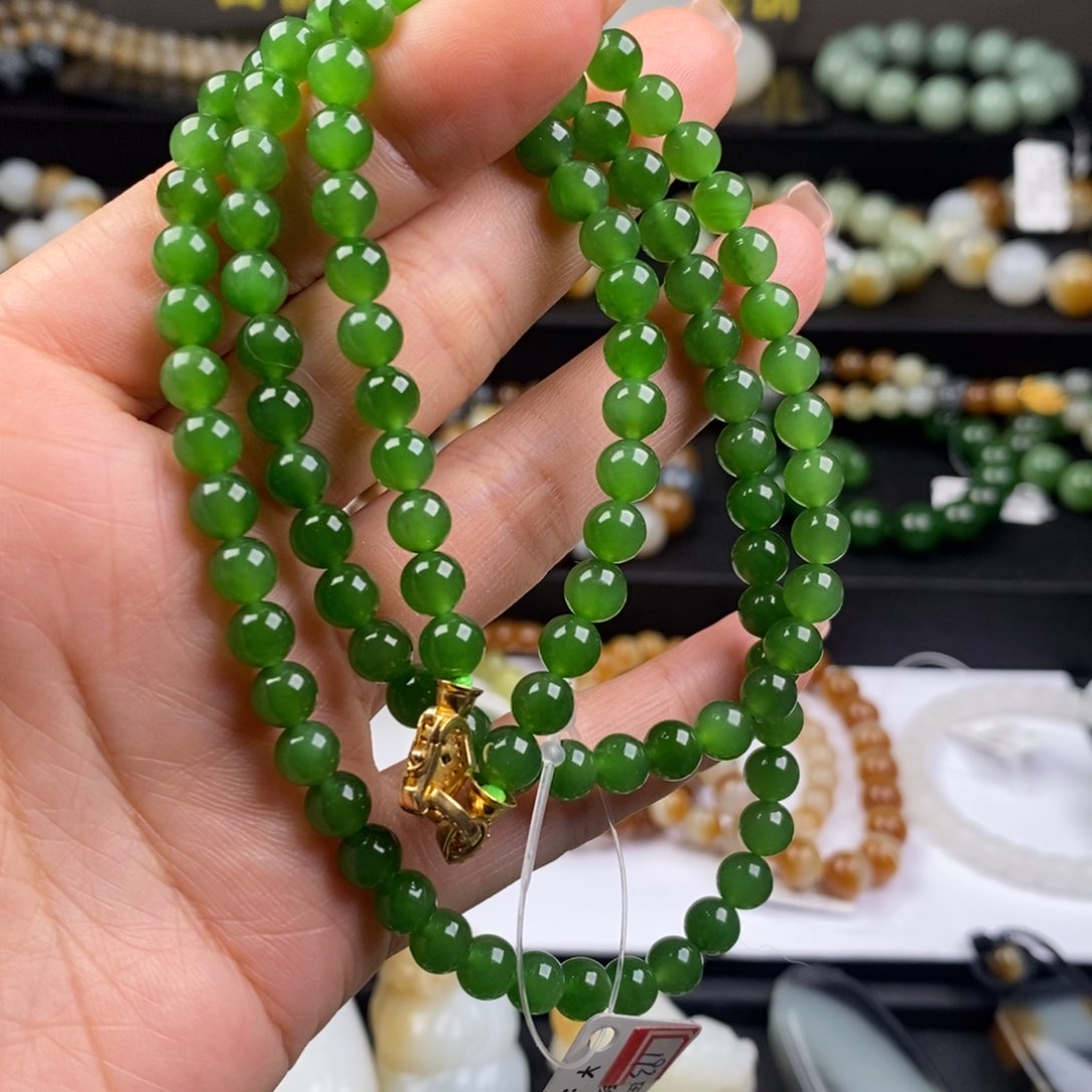 和田玉手串未镶嵌自**然