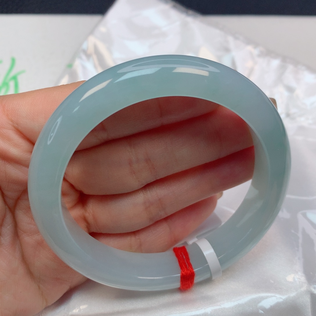 翡翠未镶嵌手镯56-57冰川蓝