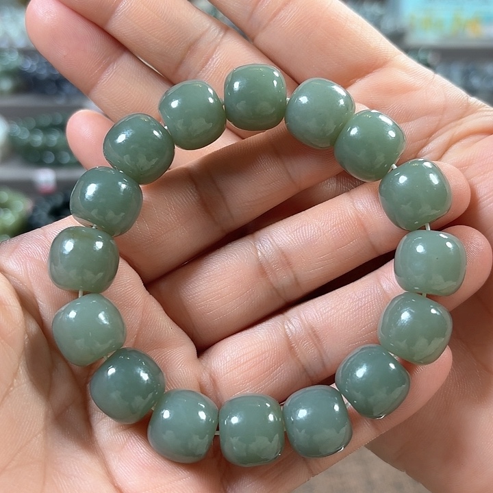 和田玉手链未镶嵌新疆且末蓝老型卡14