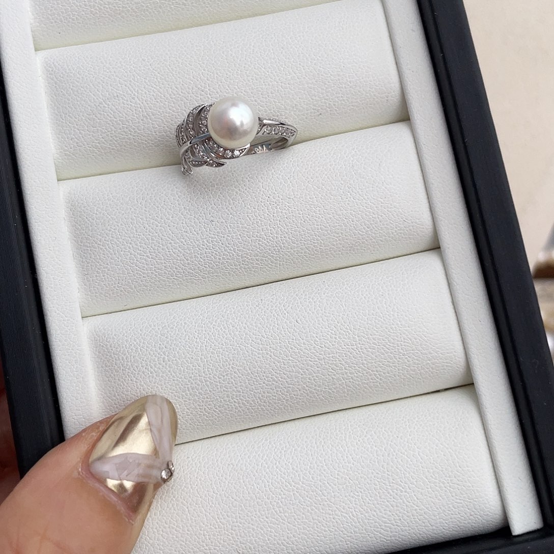 银S925镶嵌戒指海水珍珠