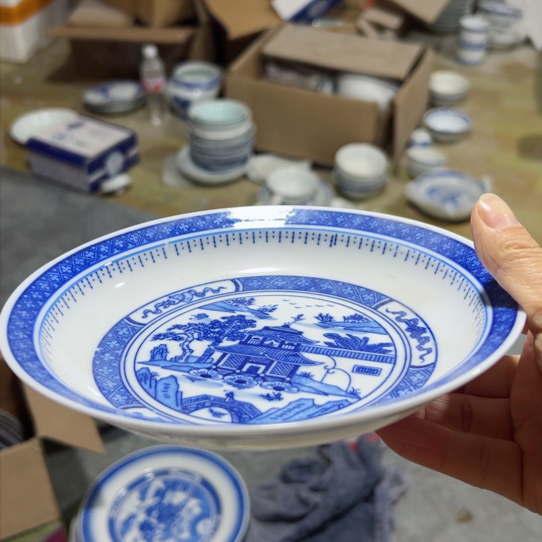 碗手绘7寸梧桐盘子
