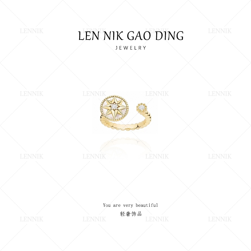 合金合成锆石戒指   lennik/lennik-轻奢经典百搭八芒星戒指