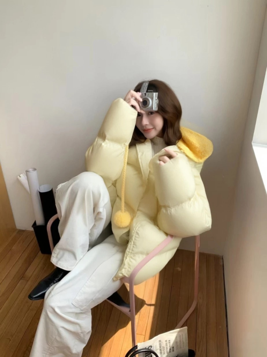 BOHEYA 连帽羽绒服 | 宽松绗缝廓形毛球宽松慵懒感绗缝外套n20