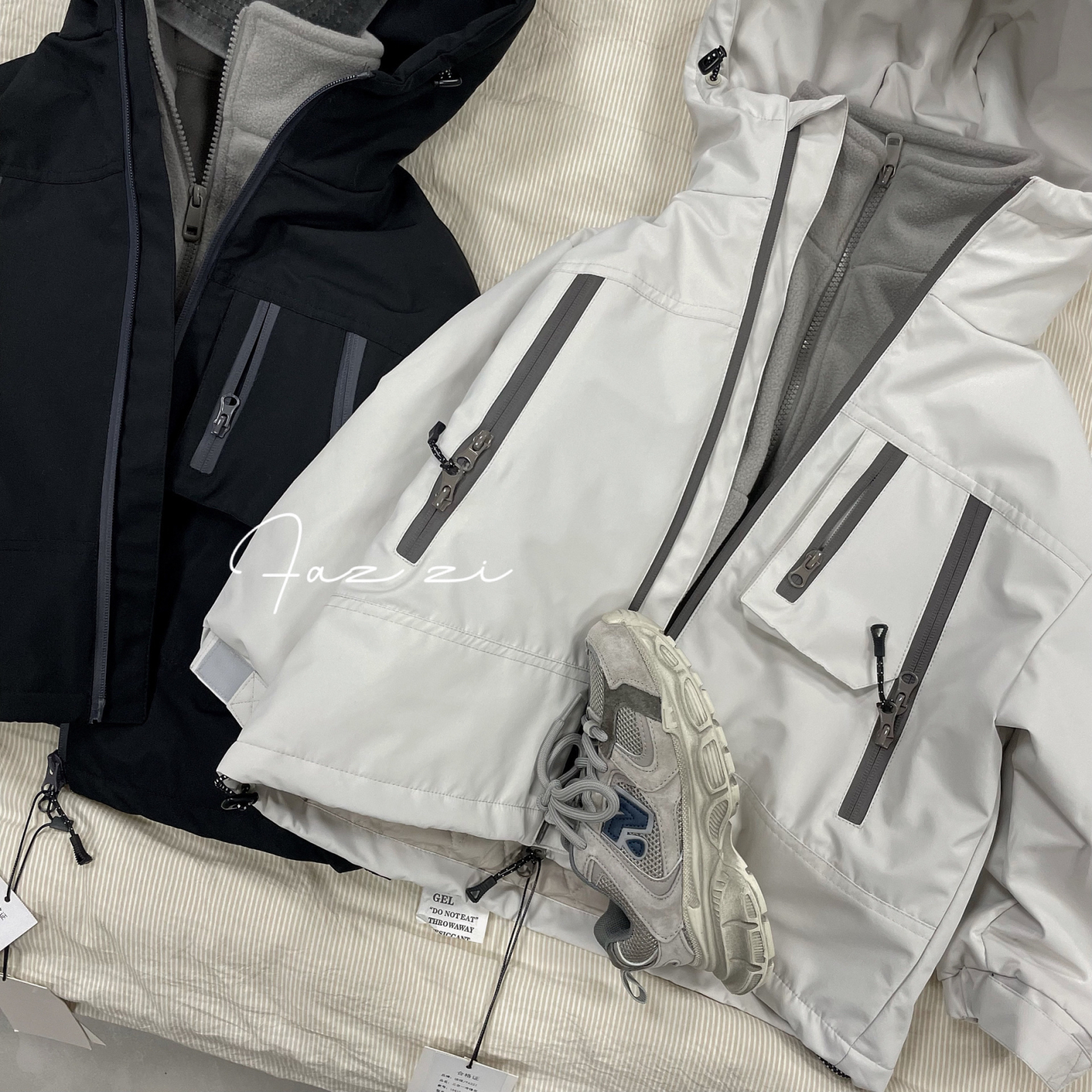 设计款连帽三合一冲锋衣外套