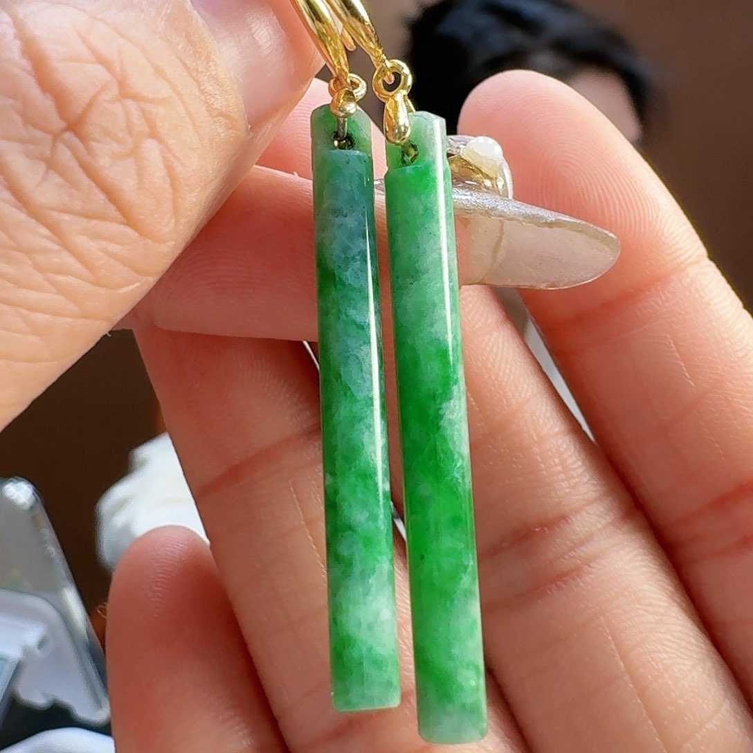 翡翠耳饰银S925镶嵌耳饰