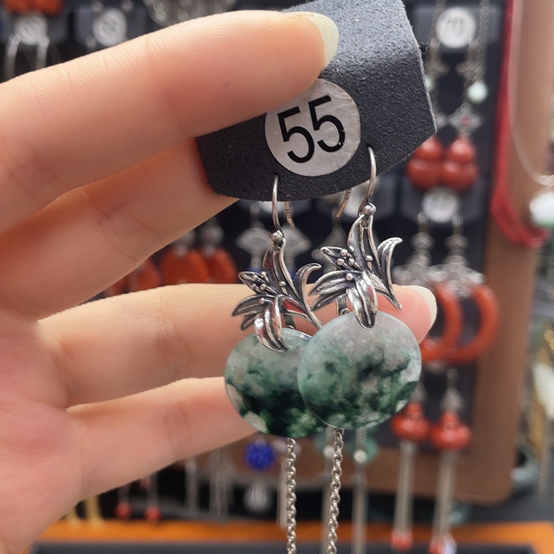 翡翠耳饰银S925镶嵌燕*847fhjjhhj