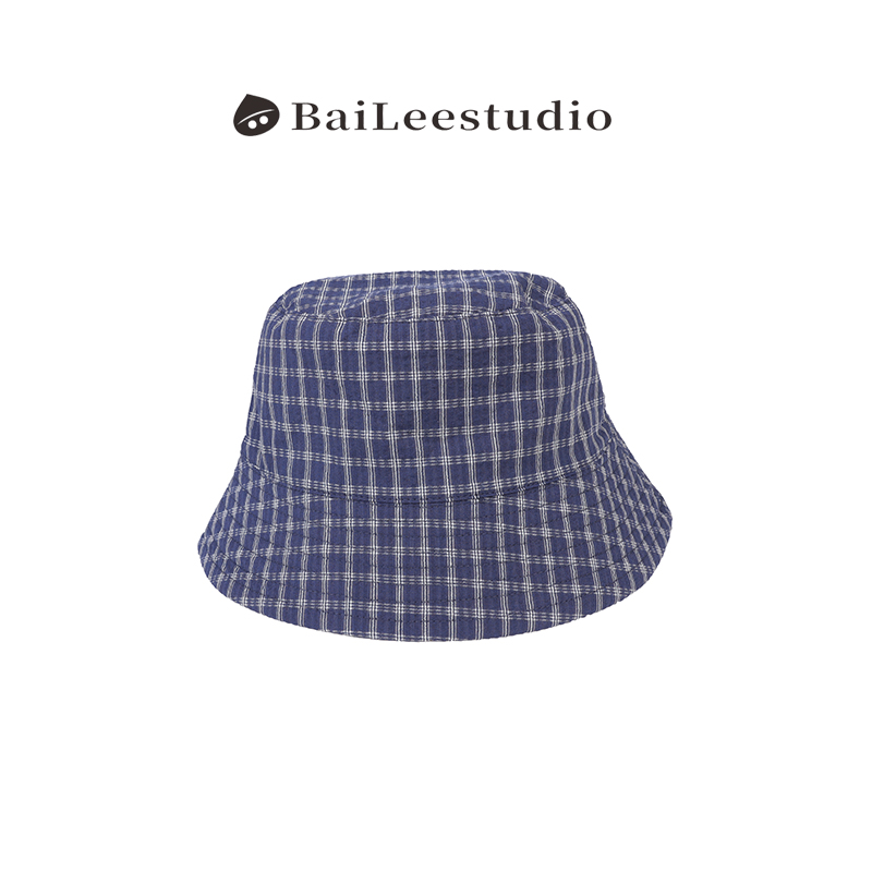 【柏栗良品】好物分享~渔夫帽格纹休闲风条纹蓝色渔夫帽21