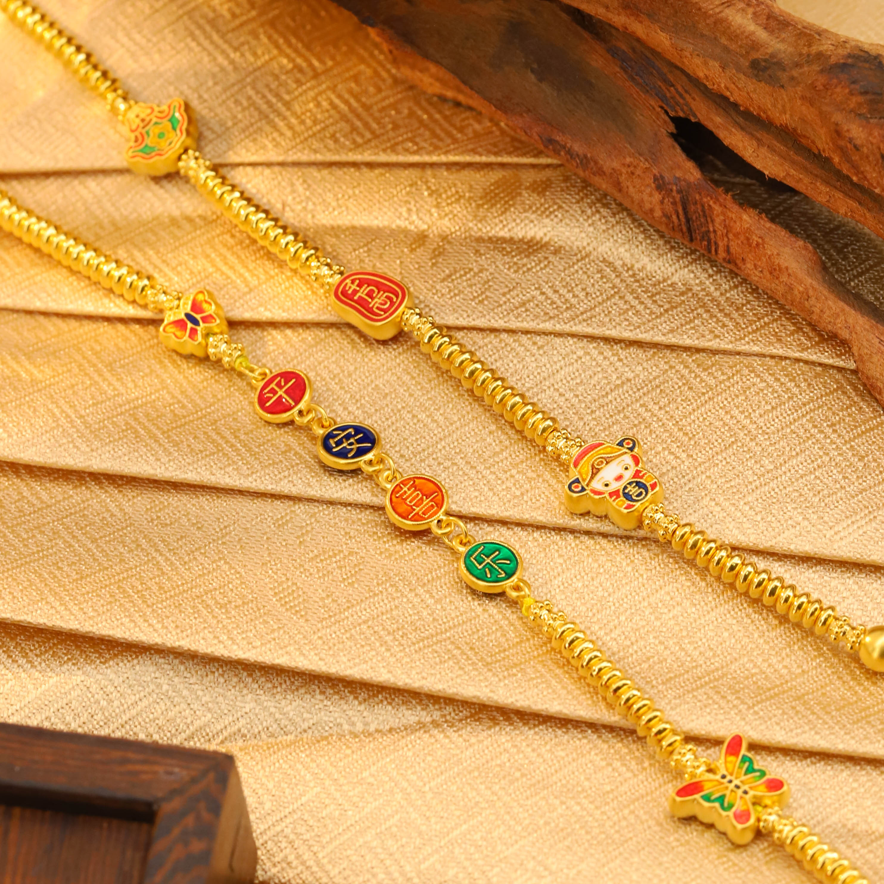 【商城推荐】足金 宫廷古法金蝴蝶财神手工项链长53-55cm（多退少补）