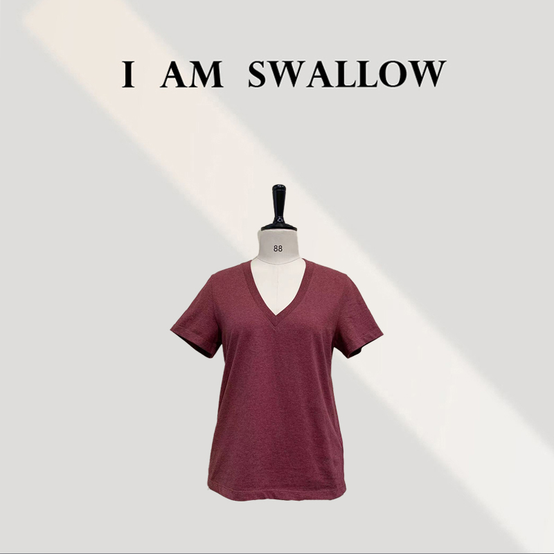 【南油实体店见主页】V领休闲百棉红色短袖T恤