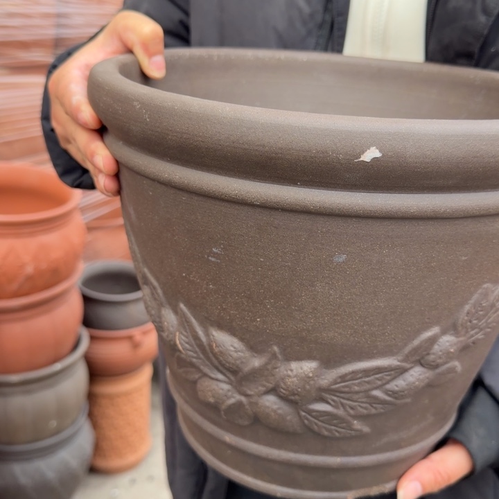 紫砂花盆口30高25宜兴紫砂底部瑕疵