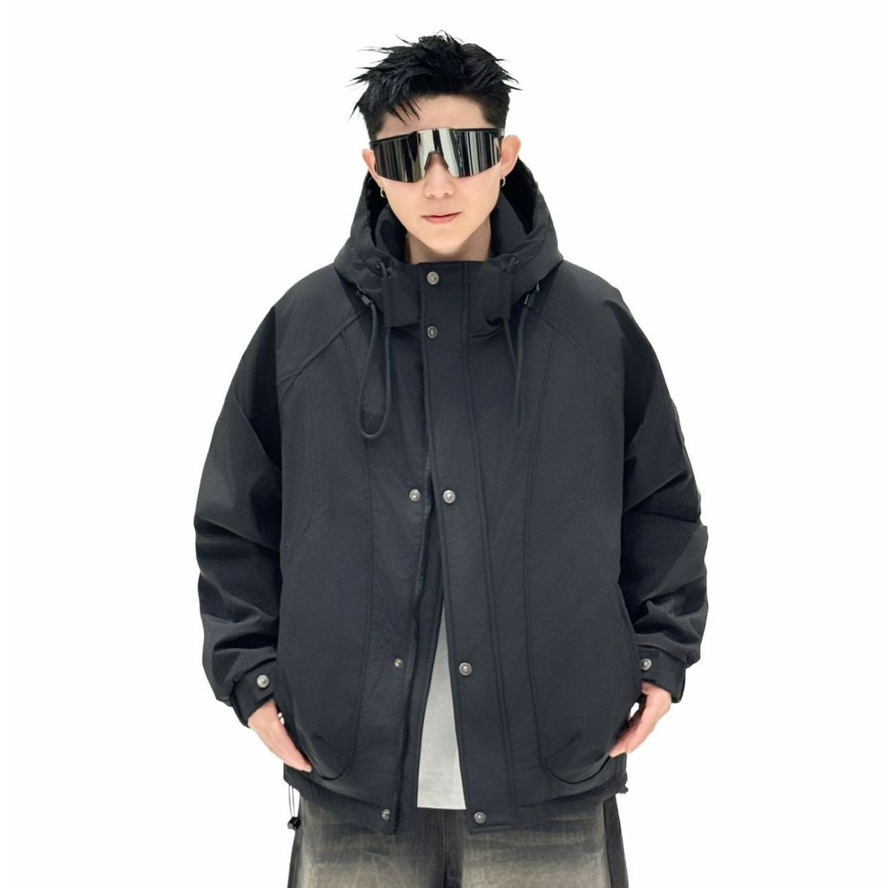 黑【解构重组未来感棉服】8820冬季简约轻奢高级流行潮流夹克