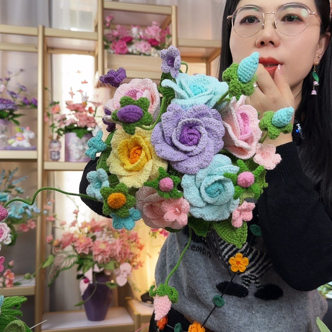 纯手工钩织钩织花束